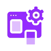 Pictogramme interface et engrenage représentant les intégrations entre HubSpot et votre système d'information