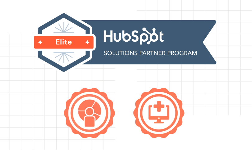 Logo Elite Solution Partner et 2 certifications HubSpot