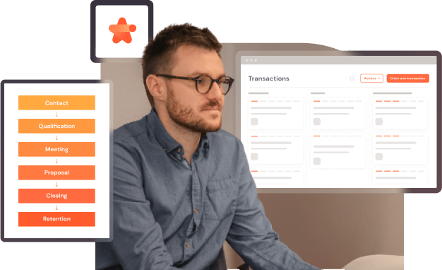 Illustration d'un commercial et son pipeline de vente