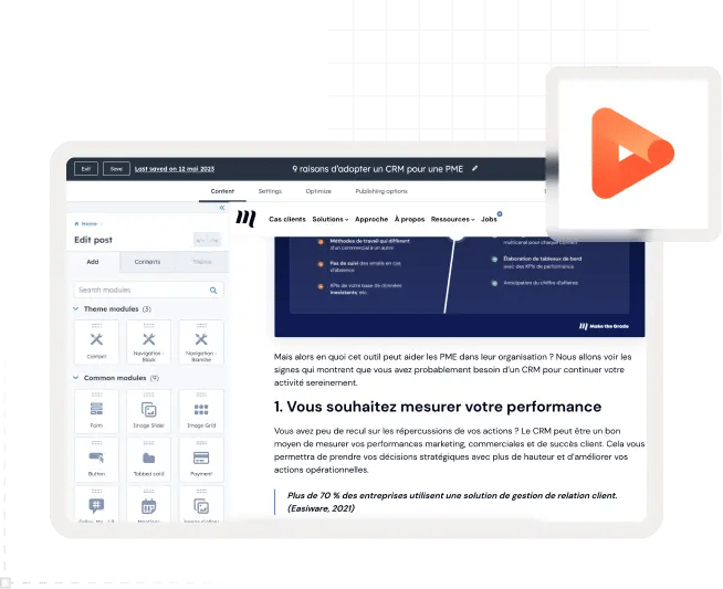 illustration éditeur de contenu CMS