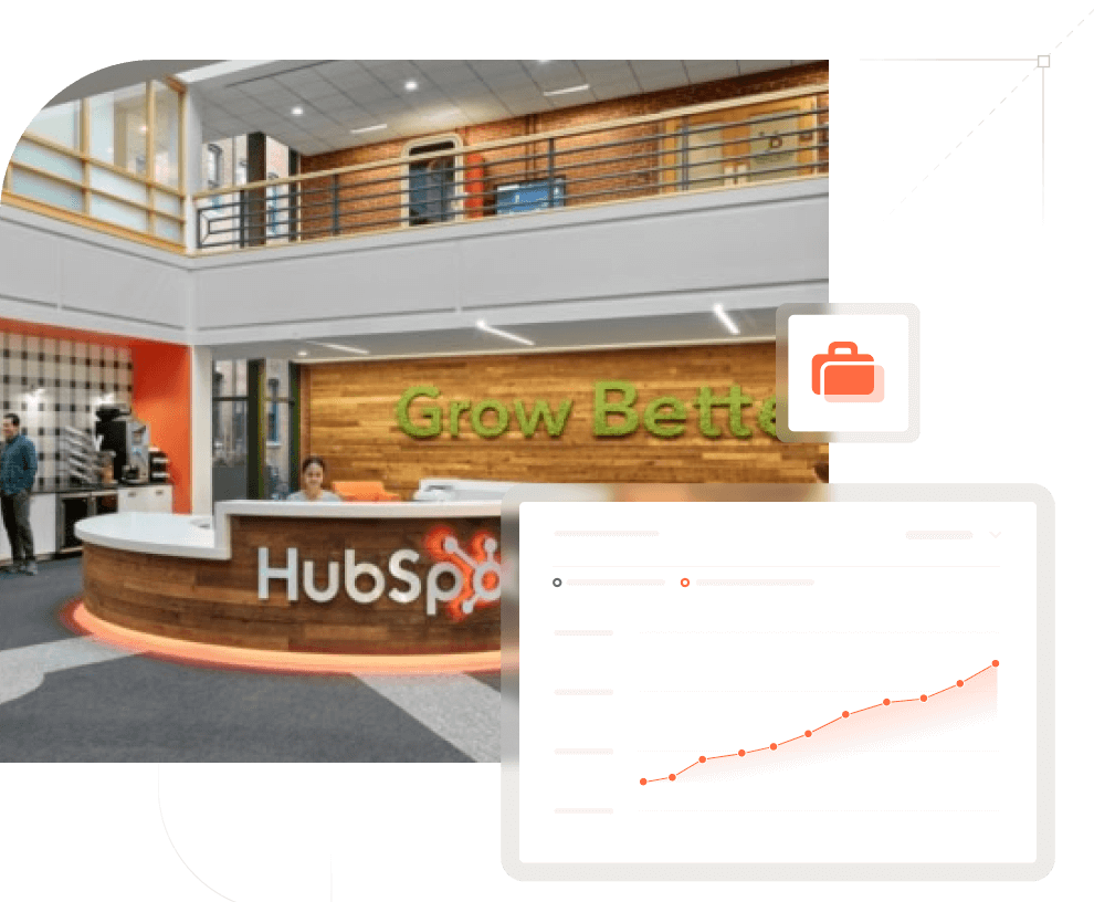 locaux HubSpot avec courbe de croissance