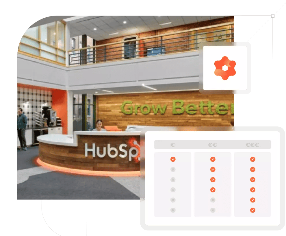Photo bureau HubSpot avec grille tarifaire