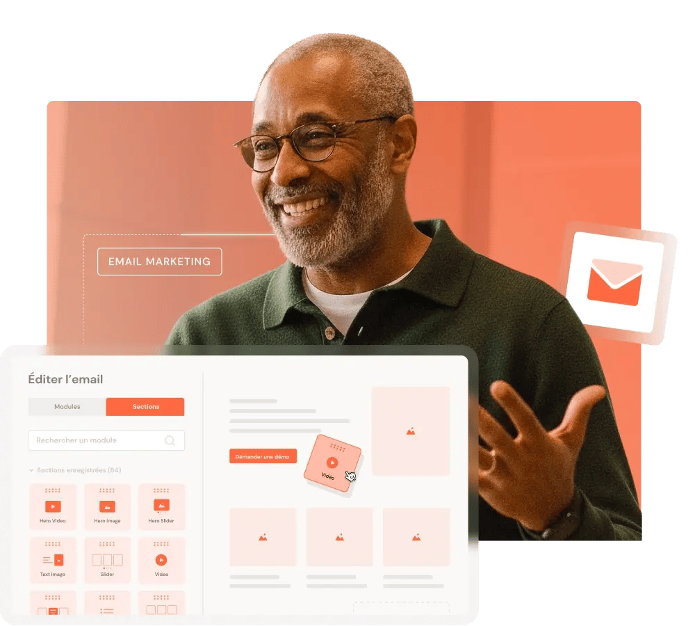 Visuel qui montre un template d'email marketing