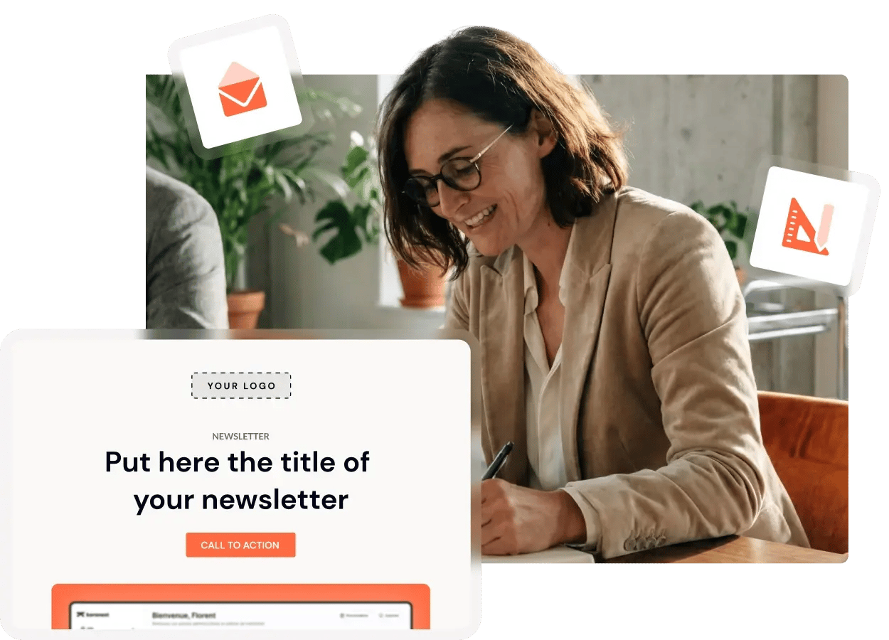 Visuel pour le hero de la LP qui montre un template d'email marketing