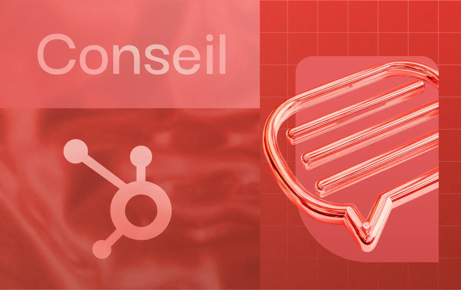 Logo HubSpot avec illustration 3D cabinet de conseil