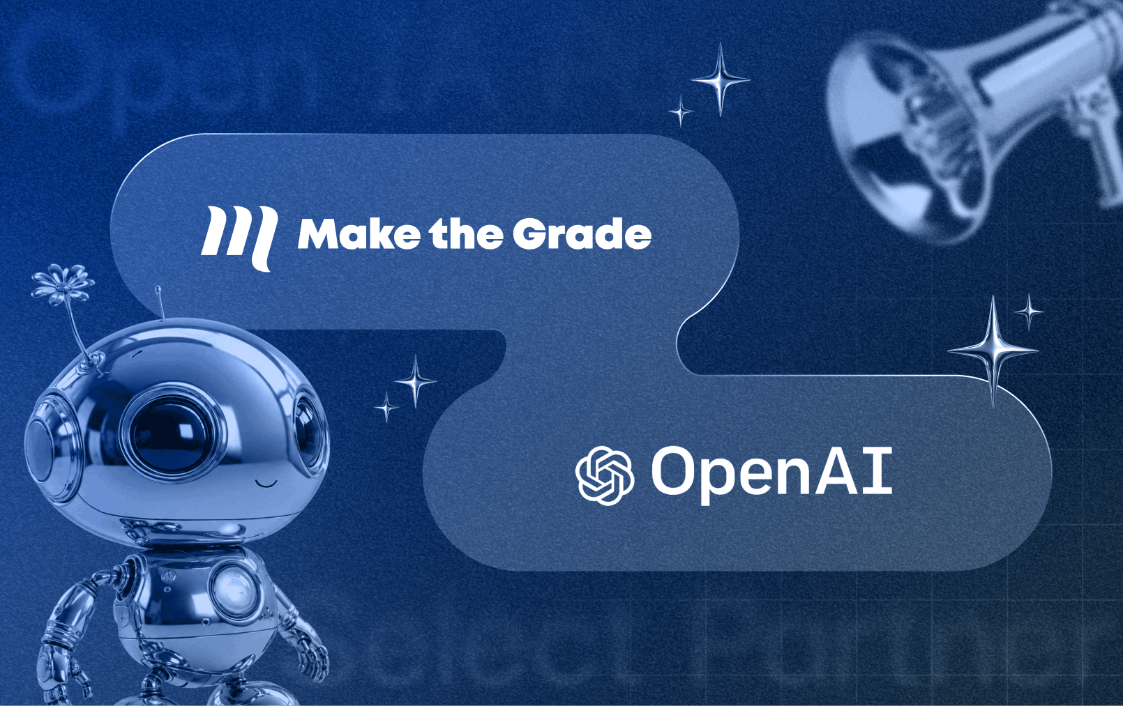 Bannière d'annonce du partenariat entre Make the Grade et OpenAI.