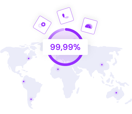 Illustration d'une carte du monde avec un pourcentage de 99,99%