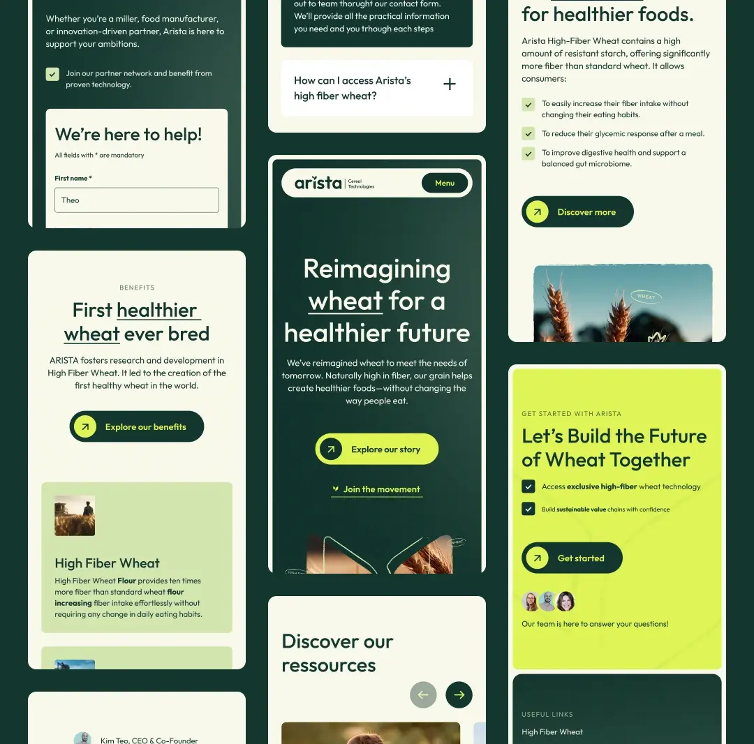 Visuel du site web de Arista sur mobile
