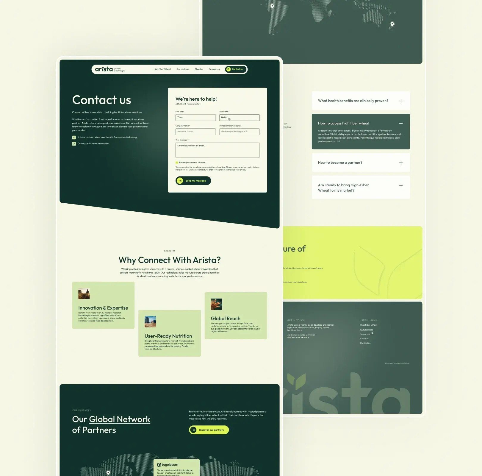 Visuel du site web de Arista sur ordinateur