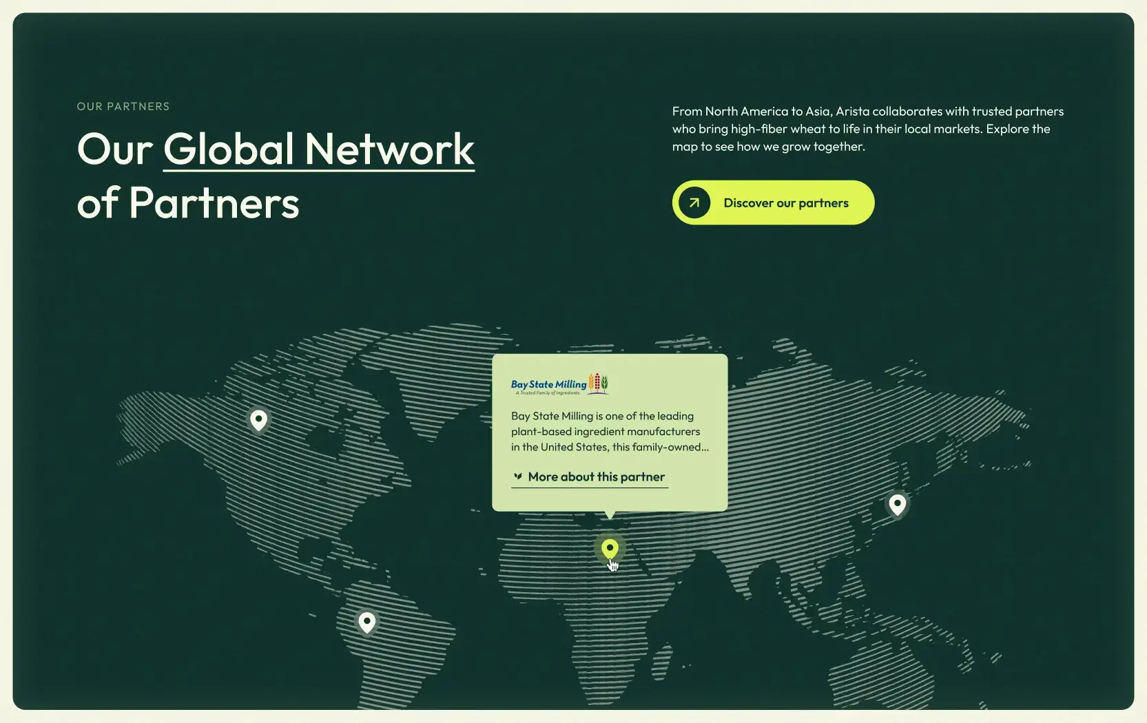 Carte du monde avec localisation des partenaires Arista