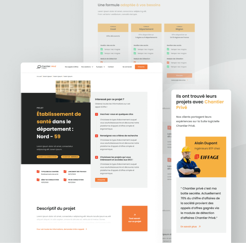 Page de cas d'étude sur le site Chantier Privé