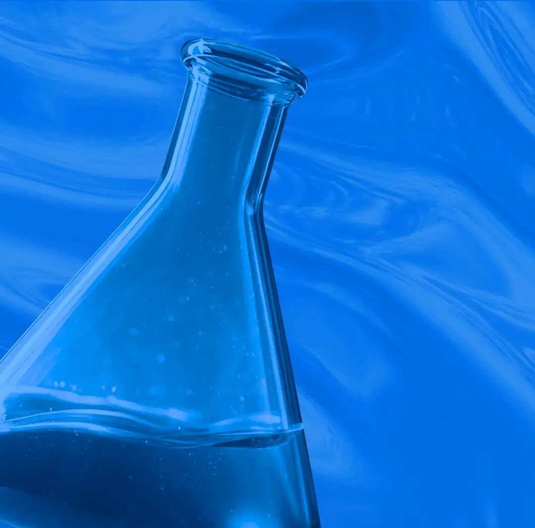 Visuel erlenmeyer sur fond bleu