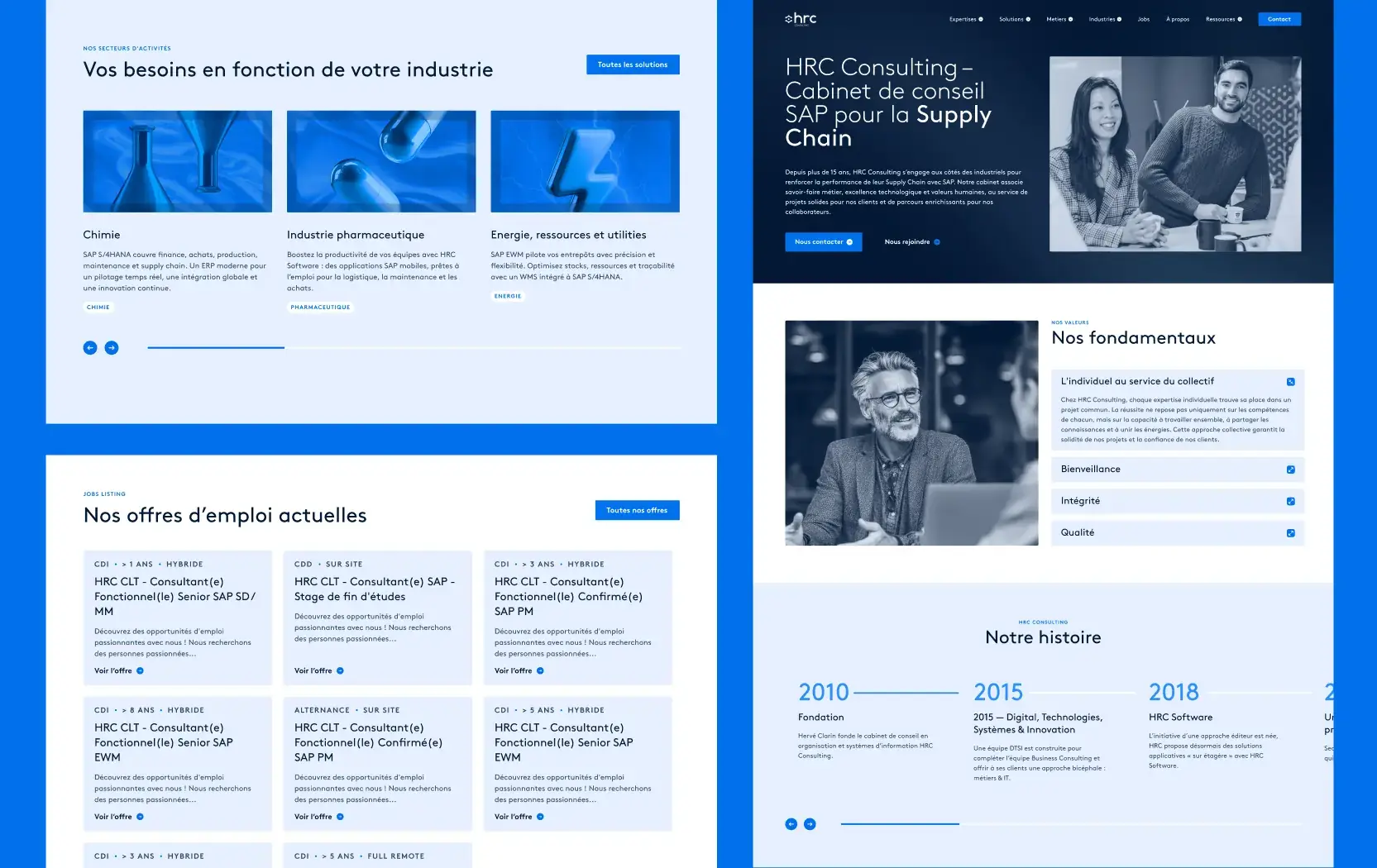 Page Histoire et Offre d'emploi HRC Consulting