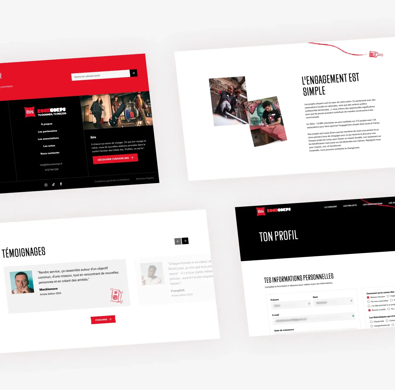 Pages du site web ibis Rockcorps 