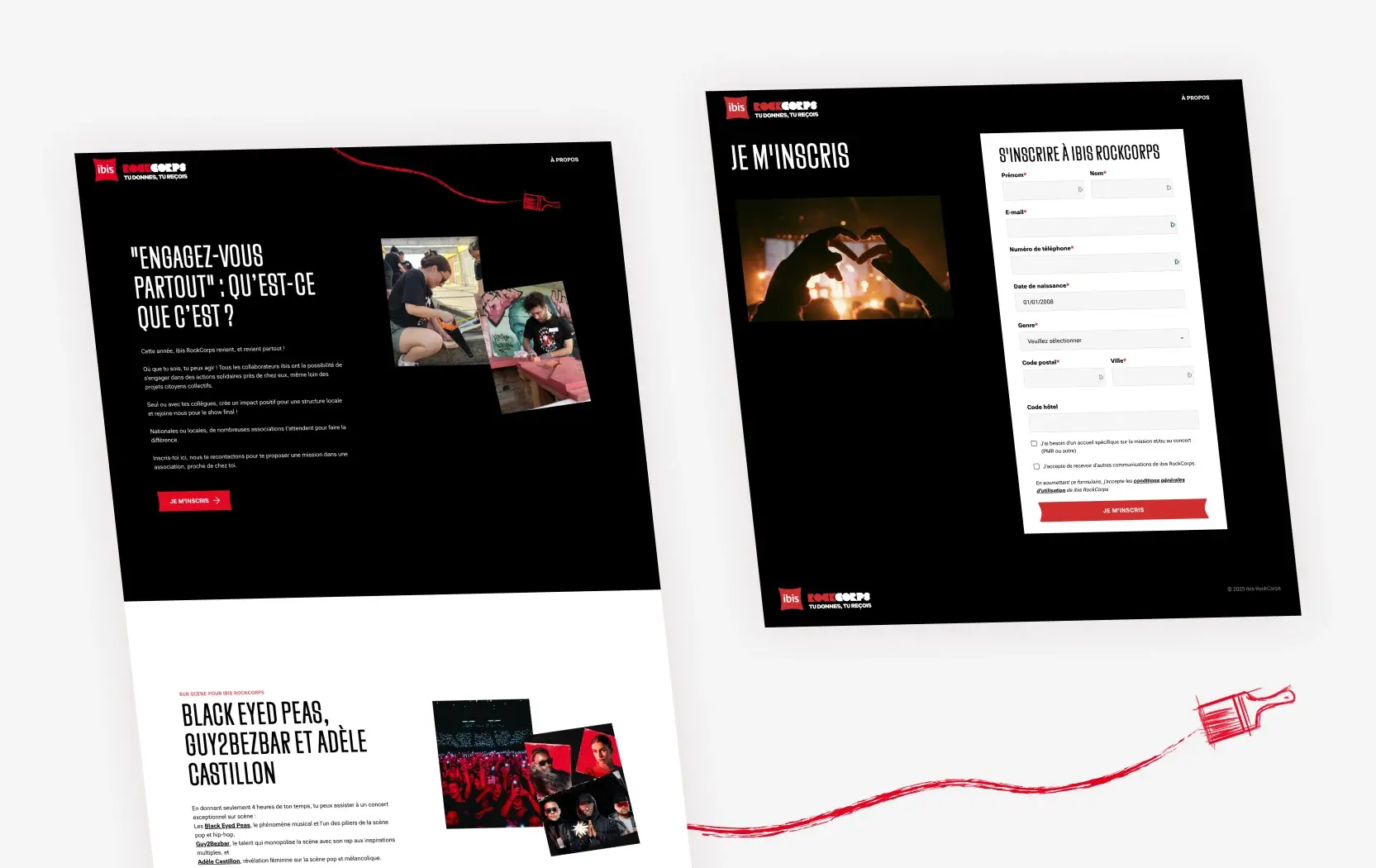 Différentes pages du site web