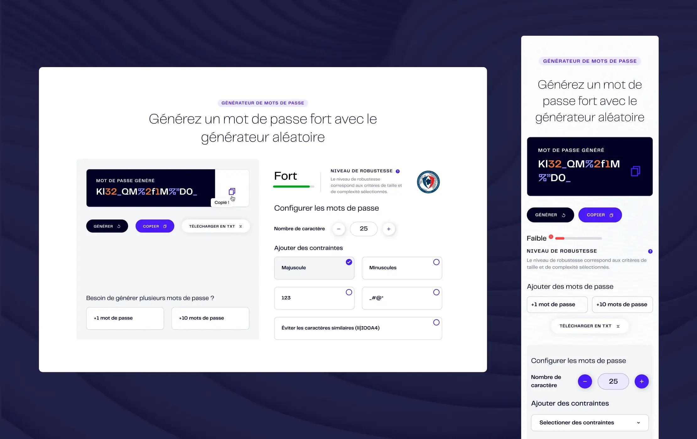 Page générateur de mot de passe LockSelf