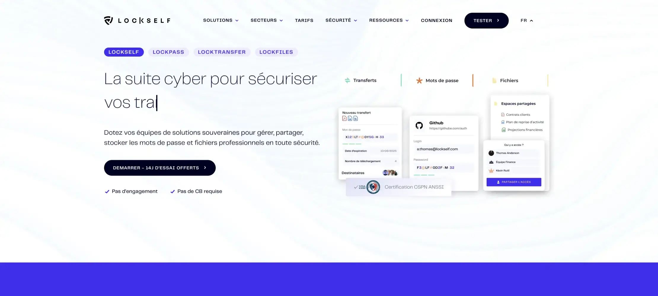 Homepage LockSelf après