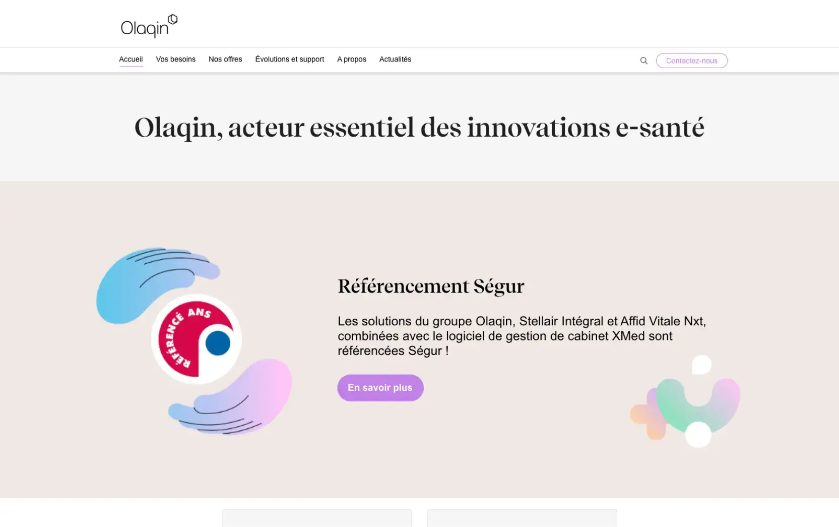 Le site web de Olaqin avant sa refonte