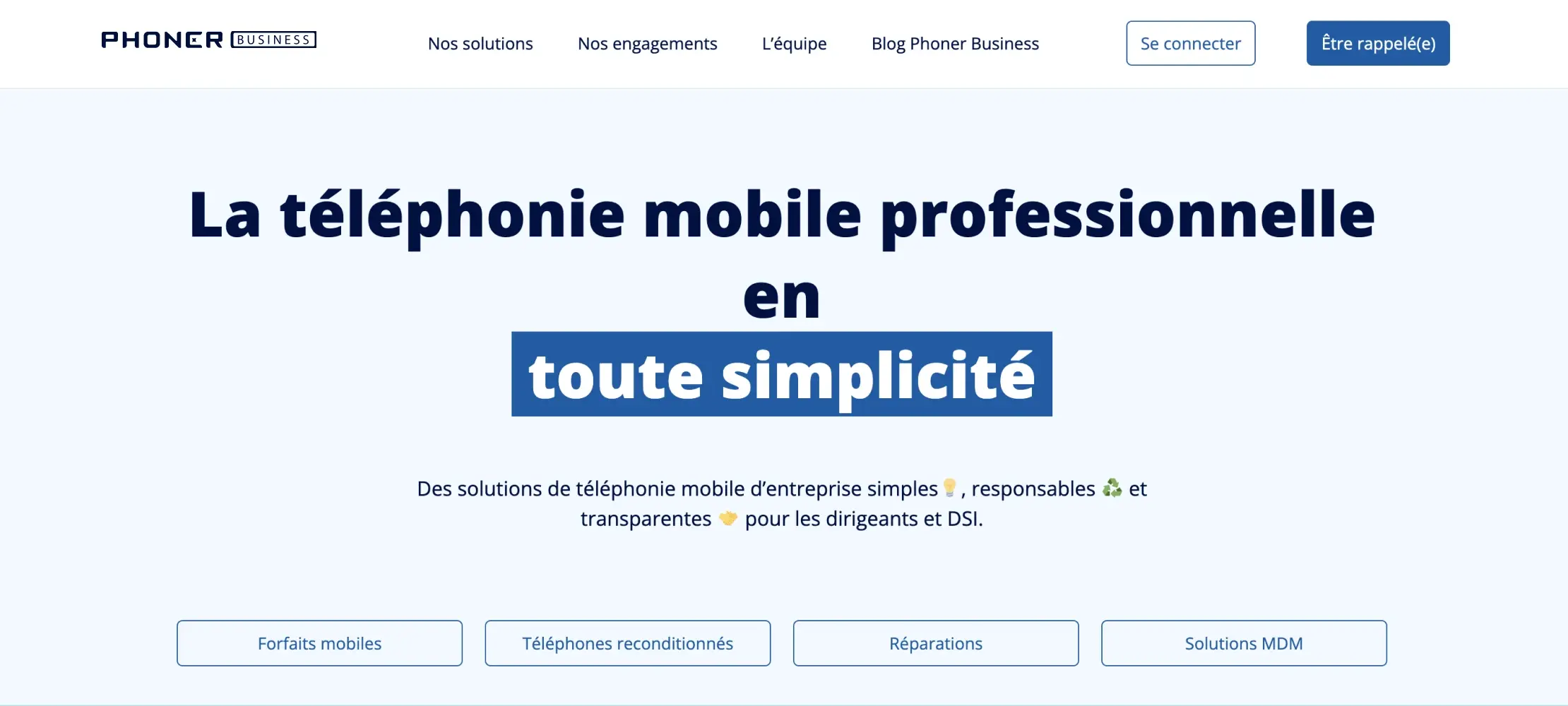 Site web de Phoner avant la refonte