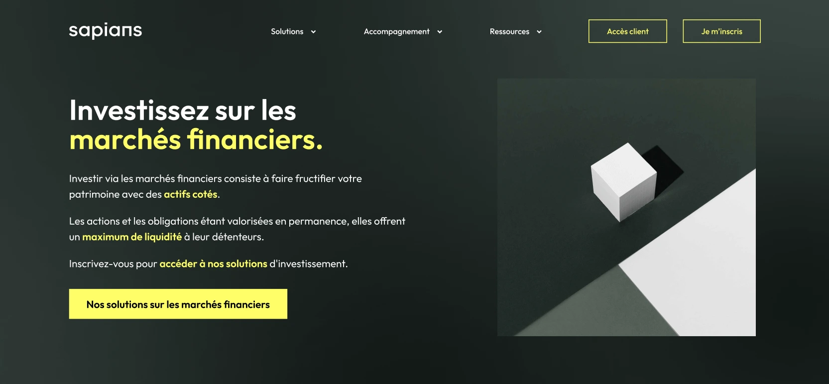 Header d'une page du site de Sapians