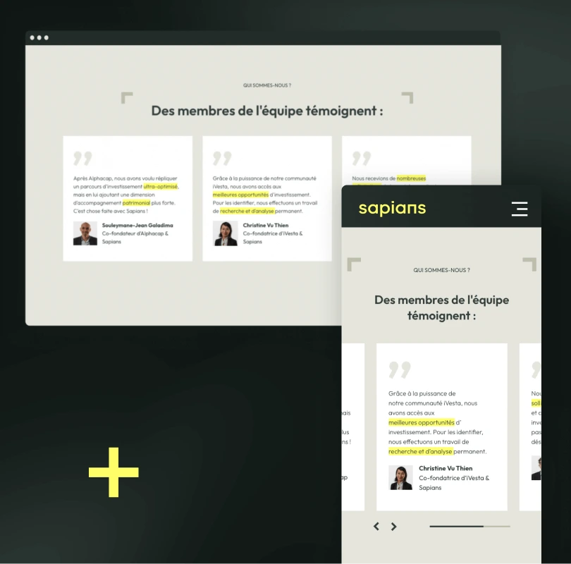 Module témoignage du site de Sapians