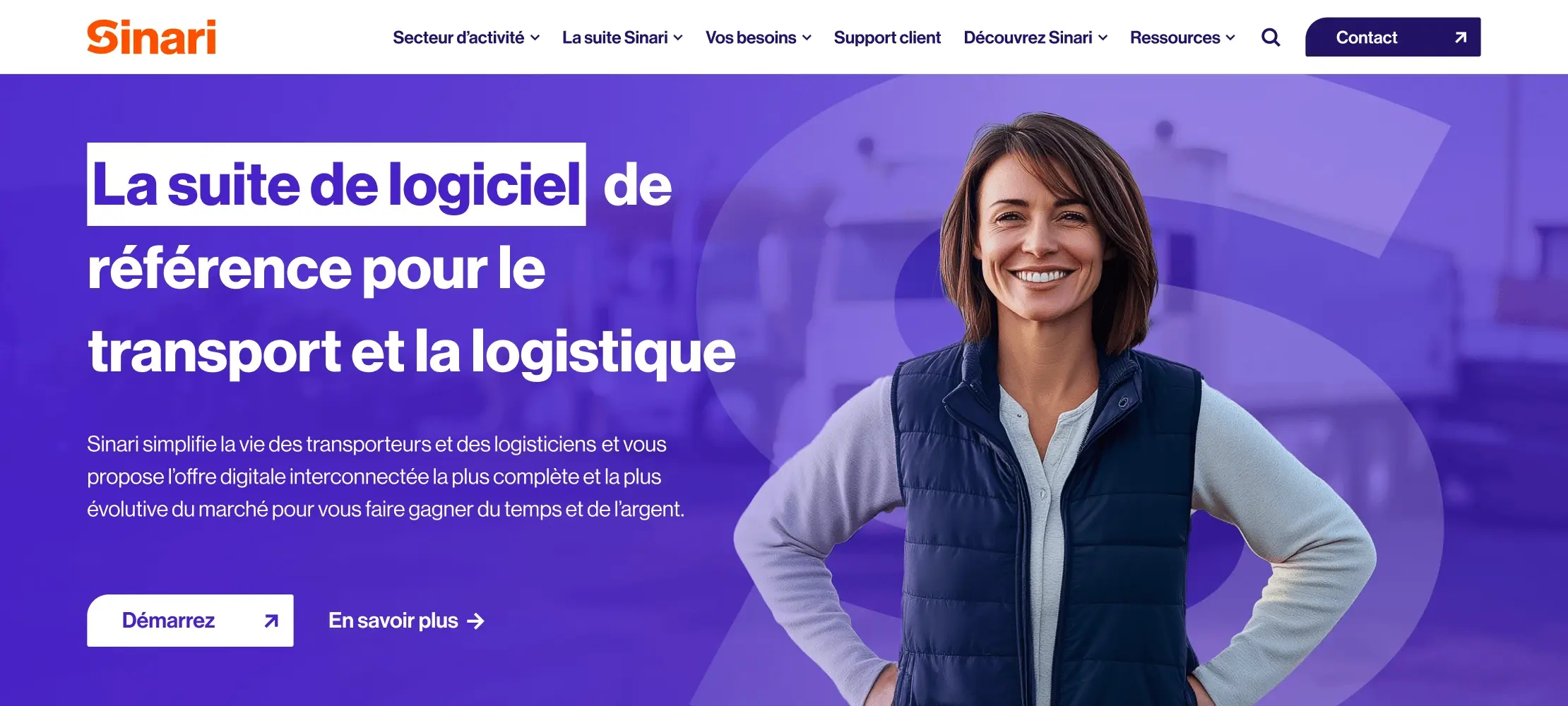 Visuel du site web de Sinari après changements