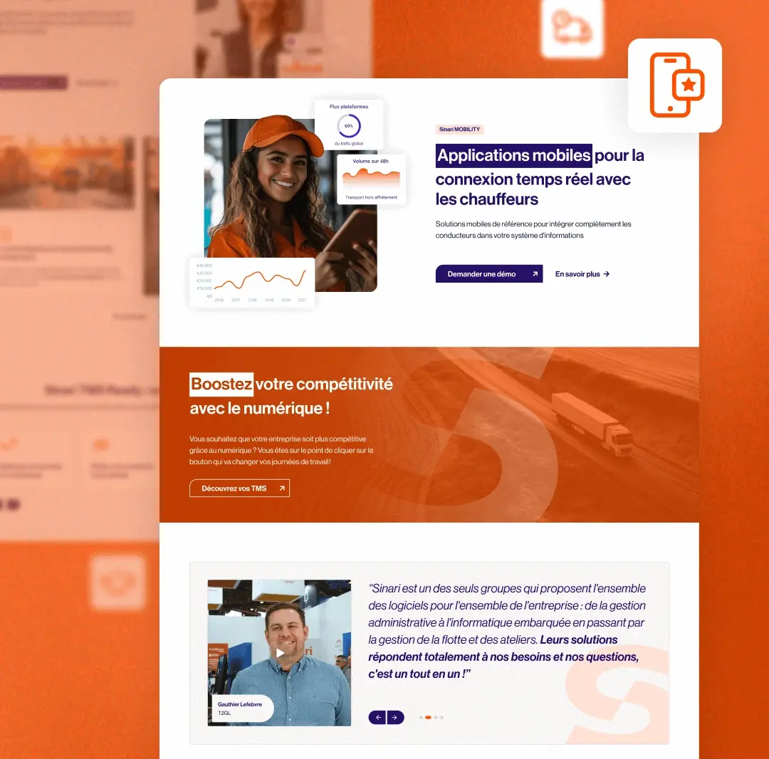 Illustration du site web réalisé pour Sinari