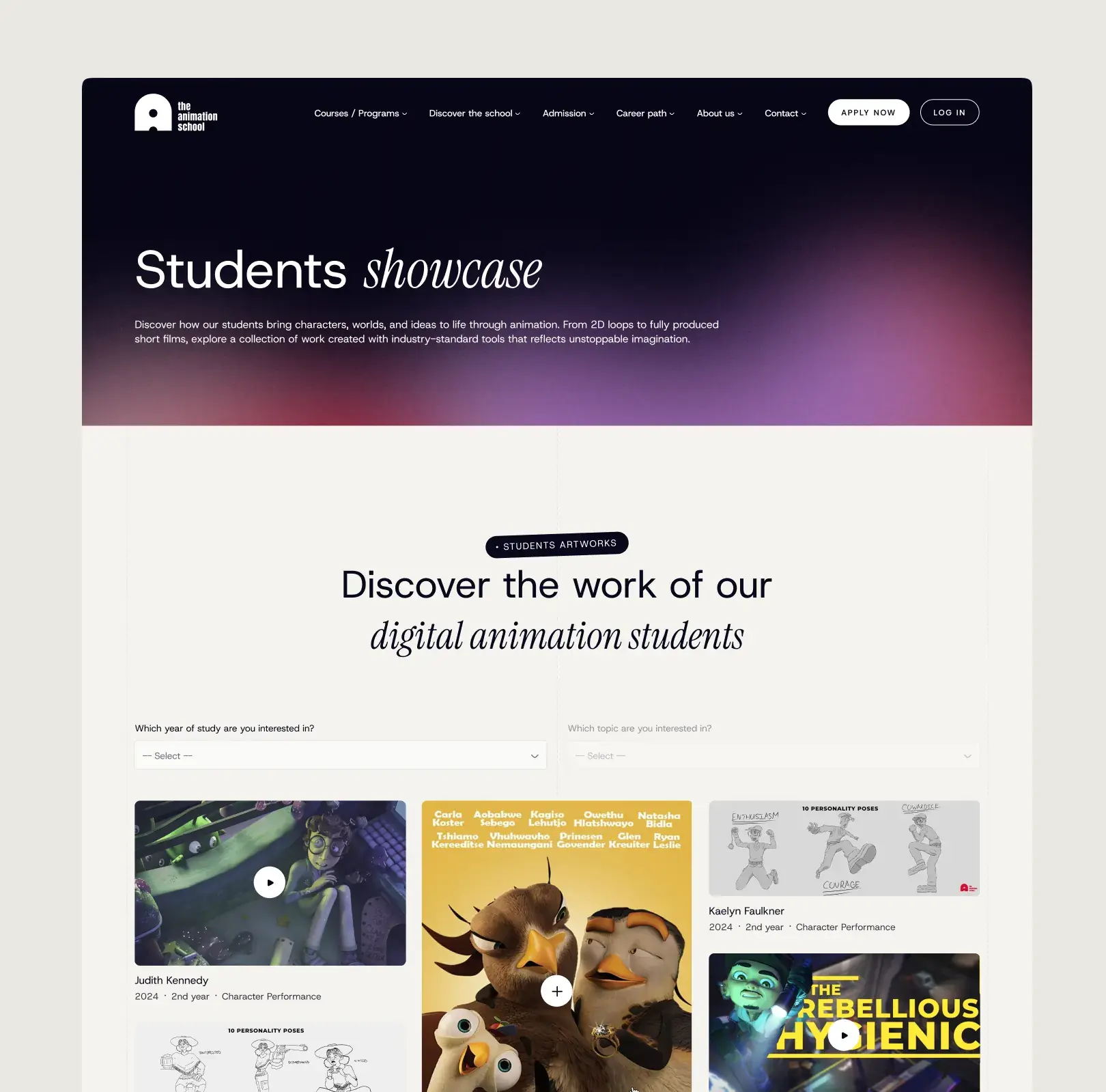 Visuel Homepage The Animation School