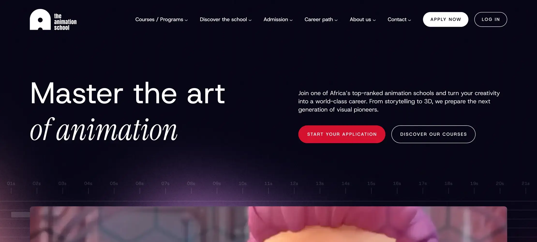 Nouvelle homepage The Animation School