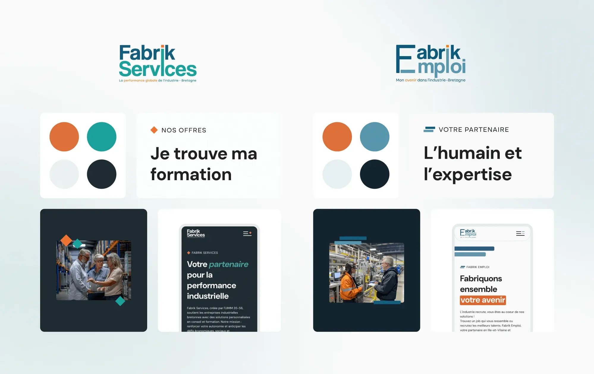 Visuel charte graphique Fabrik Service et Fabrik Emploi