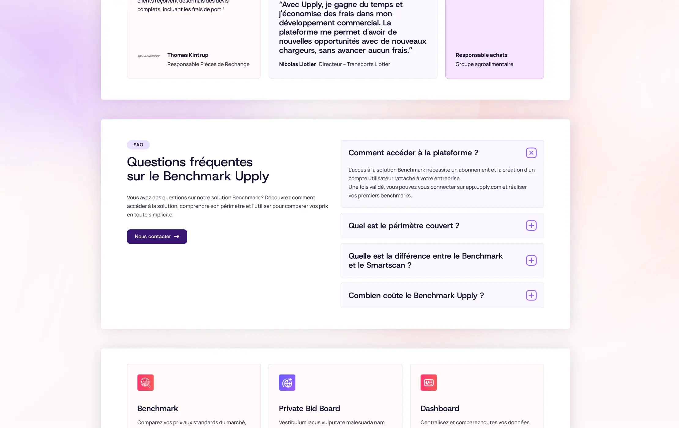 Visuel section FAQ du site upply