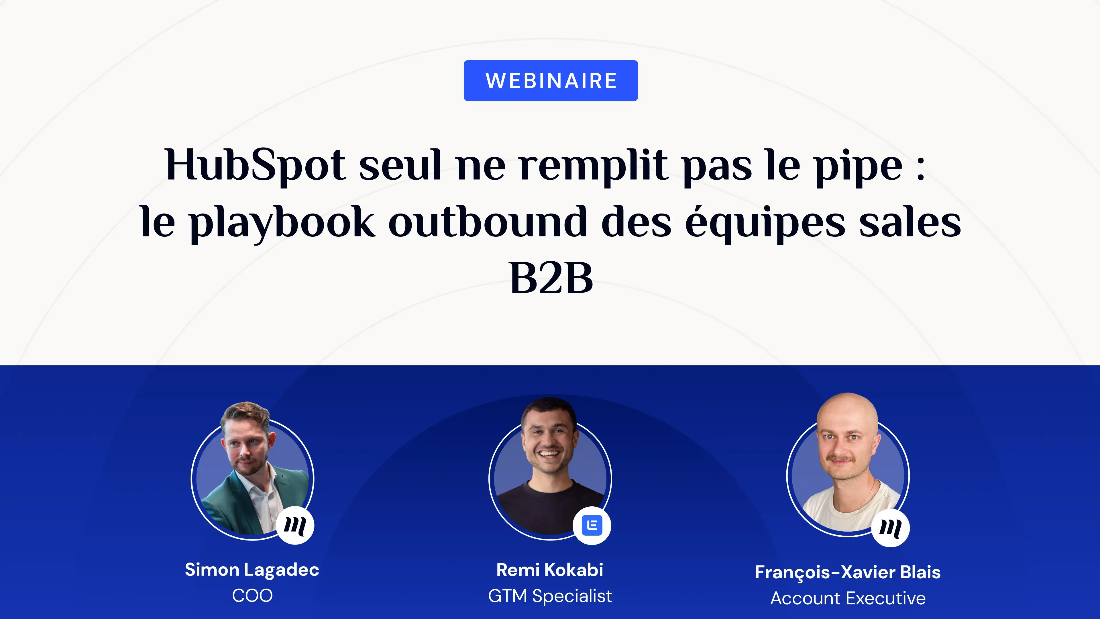 Cover de la landing page replay du webinaire HubSpot x lemlist, avec les 3 participants.